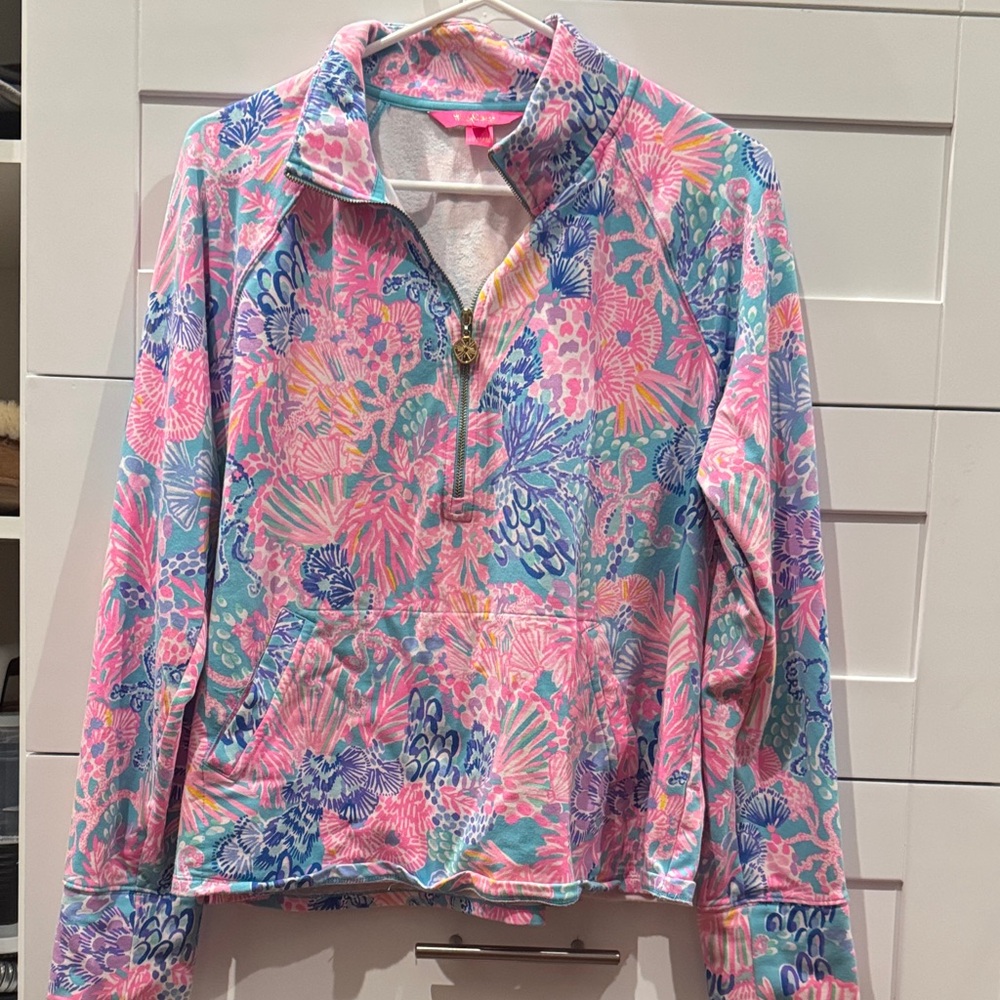 Colorful Floral Quarter-Zip Pullover